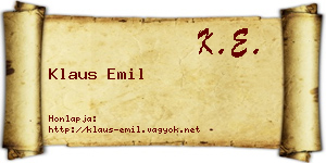 Klaus Emil névjegykártya